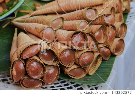 Traditional Indonesian Snack Clorot in Palm Leaf Packaging 143292872