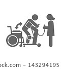 Standing lift / Pictogram for elderly care, preventative care, independent living support, and welfare housing environment (black/gray) 143294195