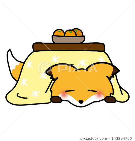 一隻狐狸睡在暖桌(kotatsu)下 一隻狐狸睡在暖桌(kotatsu)下 143294790