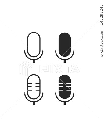Vintage Microphone Icons Set Vintage Microphone Icons Set 143295249