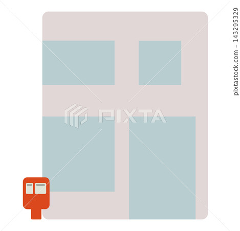 A simple illustration of a post office building with a mailbox. A simple illustration of a post office building with a mailbox. 143295329