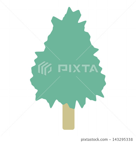 A simple illustration of a green tree with a shape close to a triangle. 143295338