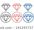 # Diamond Gemstone Icon Set (with and without borders, line art) 143295737