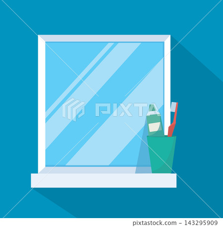 Bathroom Mirror With Toothbrush and Toothpaste vector illustration Bathroom Mirror With Toothbrush and Toothpaste vector illustration 143295909