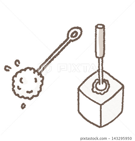Color illustration of a toilet brush and case (toilet cleaning supplies) Color illustration of a toilet brush and case (toilet cleaning supplies) 143295950