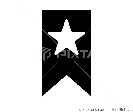 A bookmark ribbon icon illustration with a star mark. A bookmark ribbon icon illustration with a star mark. 143296402
