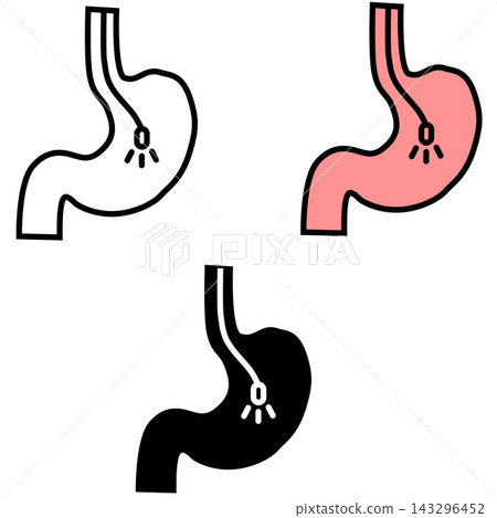 Digestive scope icon. Internal inspection symbol. Gastro examination sign. Stomach scope diagnostic. flat style. Digestive scope icon. Internal inspection symbol. Gastro examination sign. Stomach scope diagnostic. flat style. 143296452