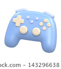 3D illustration of a stylized game controller with a transparent background. 143296638