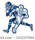 American Football Sport Male Players Mix Action Cartoon Graphic Vector 143297064