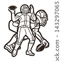 American Football Sport Male Players Mix Action Cartoon Graphic Vector 143297065