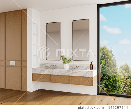 modern interior with empty frame 143297344