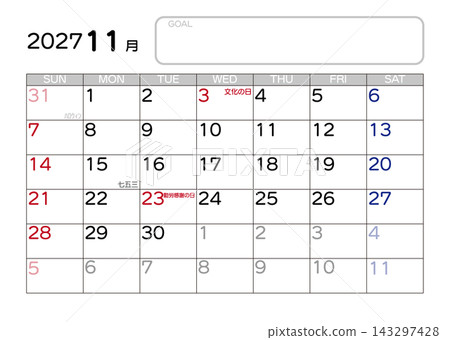 2027年曆,11月,星期日開始 2027年曆,11月,星期日開始 143297428