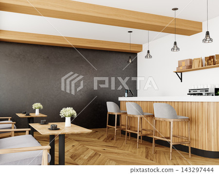 modern kitchen with wooden furniture modern kitchen with wooden furniture 143297444