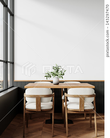 empty white room with wooden wall empty white room with wooden wall 143297470