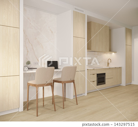 modern kitchen interior in scandinavian style 143297515