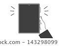 Simple illustration of a hand holding a tablet (2) 143298099