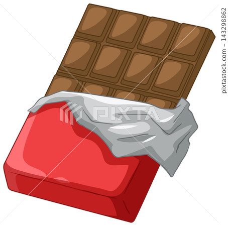 Milk Chocolate Bar in Red Wrapper with Silver Foil Milk Chocolate Bar in Red Wrapper with Silver Foil 143298862