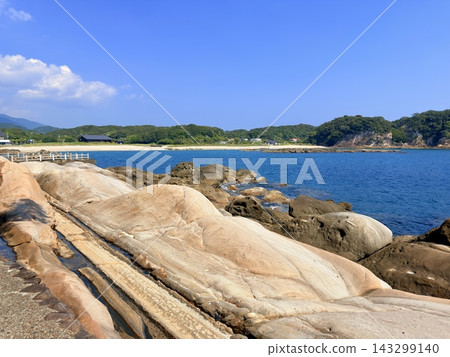 Tatsukushi Coast in Tosashimizu City, Kochi Prefecture: A coastal landscape featuring unusual rock formations with large and small bamboo groves and honeycomb structures. Tatsukushi Coast in Tosashimizu City, Kochi Prefecture: A coastal landscape featuring unusual rock formations with large and small bamboo groves and honeycomb structures. 143299140