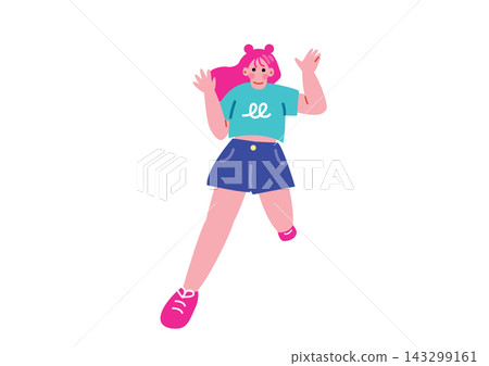 Illustration of a cute girl jumping Illustration of a cute girl jumping 143299161