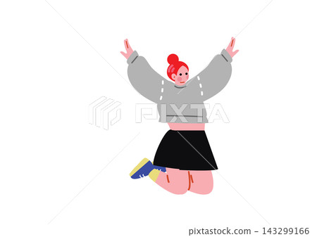 可愛女孩跳躍的插圖 可愛女孩跳躍的插圖 143299166