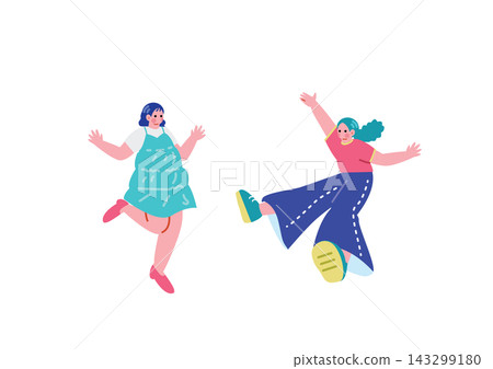 可愛女孩跳躍的插圖 可愛女孩跳躍的插圖 143299180