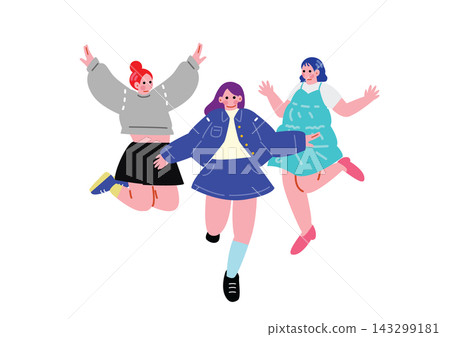 可愛女孩跳躍的插圖 可愛女孩跳躍的插圖 143299181