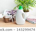 Laundry detergent bottle with fresh clean towels 143299474
