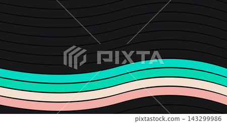 Abstract flowing waves in dark background with pastel color accents Abstract flowing waves in dark background with pastel color accents 143299986