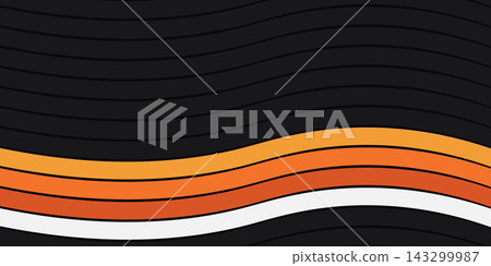 Abstract wavy lines in dark gray with orange and white stripes Abstract wavy lines in dark gray with orange and white stripes 143299987