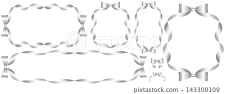 A set of 5 elegant bow-tied ribbon frames in silver. A set of 5 elegant bow-tied ribbon frames in silver. 143300109