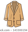 Brown jacket. A neat jacket, outerwear, or cardigan. Tailored jacket. Autumn clothes, winter clothes. Vector 143300194