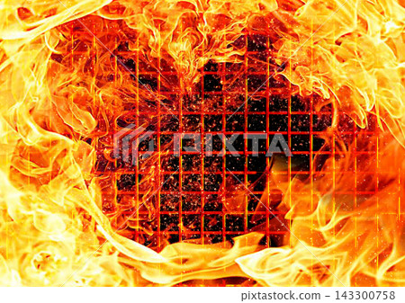 Burning metal mesh and flame energy texture Burning metal mesh and flame energy texture 143300758