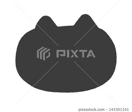 Loosely drawn black cat face silhouette icon - Simple and cute cat parts decorative illustration material Loosely drawn black cat face silhouette icon - Simple and cute cat parts decorative illustration material 143301101