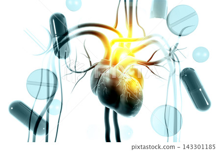 Human heart with medicine pills Human heart with medicine pills 143301185