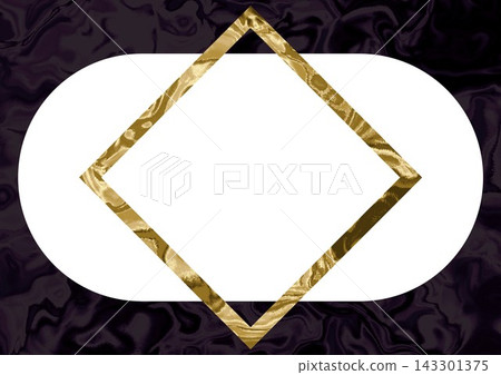 Gold-framed diamond-shaped fluid marble background frame 143301375