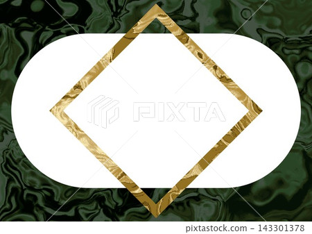Gold frame diamond green fluid marble background Gold frame diamond green fluid marble background 143301378