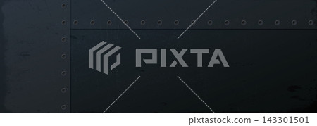 Old black metal sheet modern retro style with scratches and distress texture horizontal template have blank space. 143301501