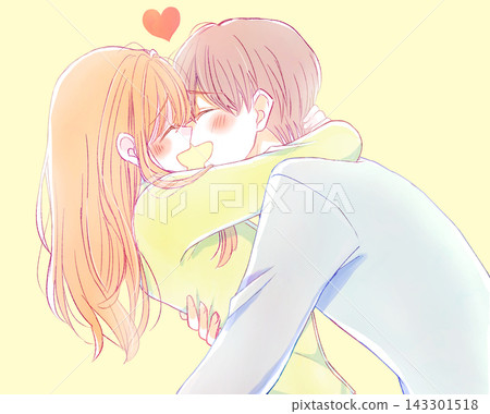 A man and woman hugging and laughing in their pajamas. A man and woman hugging and laughing in their pajamas. 143301518