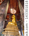 The Golden Buddha image Phra Sri Sakyamuni in the main chapel of Wat Suthat Thepwararam. Located in Bangkok, Thailand. 143301818