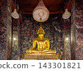 The Golden Buddha image Phra Sri Sakyamuni in the main chapel of Wat Suthat Thepwararam. Located in Bangkok, Thailand. 143301821