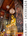 The Golden Buddha image Phra Sri Sakyamuni in the main chapel of Wat Suthat Thepwararam. Located in Bangkok, Thailand. 143301828