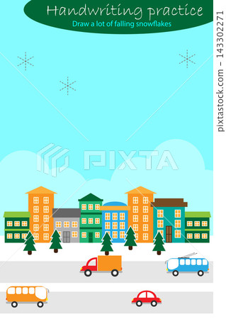 Handwriting practice sheet, christmas theme, draw snowflakes, kids preschool activity, educational children game, printable worksheet, writing training, vector illustration Handwriting practice sheet, christmas theme, draw snowflakes, kids preschool activity, educational children game, printable worksheet, writing training, vector illustration 143302271