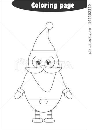 Santa Claus in cartoon style, coloring page, christmas education paper game for the development of children, kids preschool activity, printable worksheet, vector illustration Santa Claus in cartoon style, coloring page, christmas education paper game for the development of children, kids preschool activity, printable worksheet, vector illustration 143302359