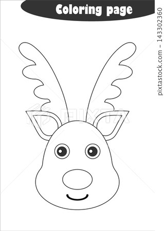 Deer in cartoon style, coloring page, christmas education paper game for the development of children, kids preschool activity, printable worksheet, vector illustration Deer in cartoon style, coloring page, christmas education paper game for the development of children, kids preschool activity, printable worksheet, vector illustration 143302360
