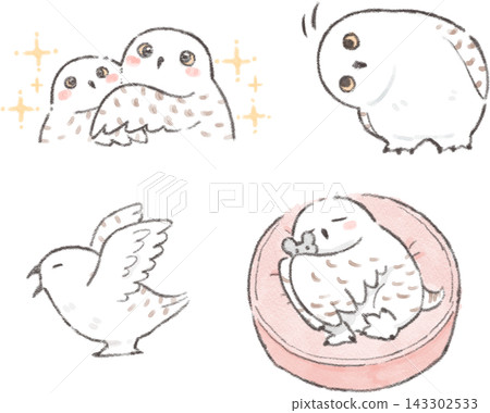 Watercolor painting of a snowy owl Watercolor painting of a snowy owl 143302533