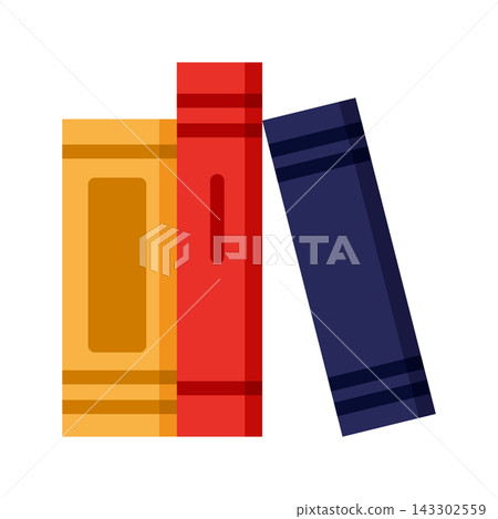 Three books propped up against a wall - Color icon - Bookshelf - Library Three books propped up against a wall - Color icon - Bookshelf - Library 143302559