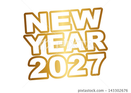 以白色和金色字母設計慶祝2027年新年 143302676