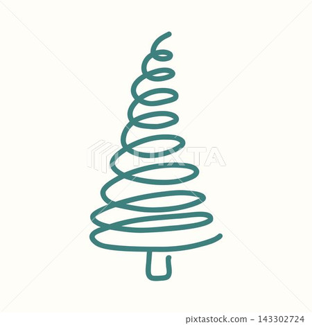 Hand-drawn Spiral Christmas Tree Line Art Hand-drawn Spiral Christmas Tree Line Art 143302724