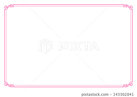 Girly pink retro-style European frame decorative border (line width can be changed) 143302841