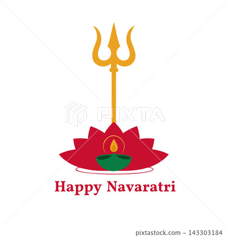 Trishul with lotus Happy Navaratri festival illustration Trishul with lotus Happy Navaratri festival illustration 143303184